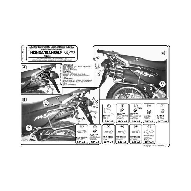 Stelaż kufrów bocznych MONOKEY Honda XL 600V Transalp Kappa | KL131