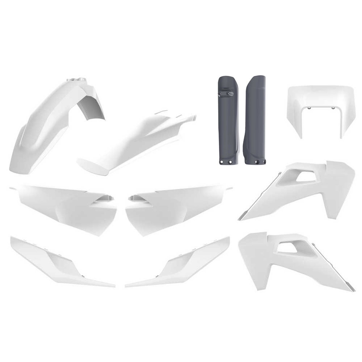 Komplet plastików Husqvarna TE/FE TPI biało szary OEM Polisport | 91105