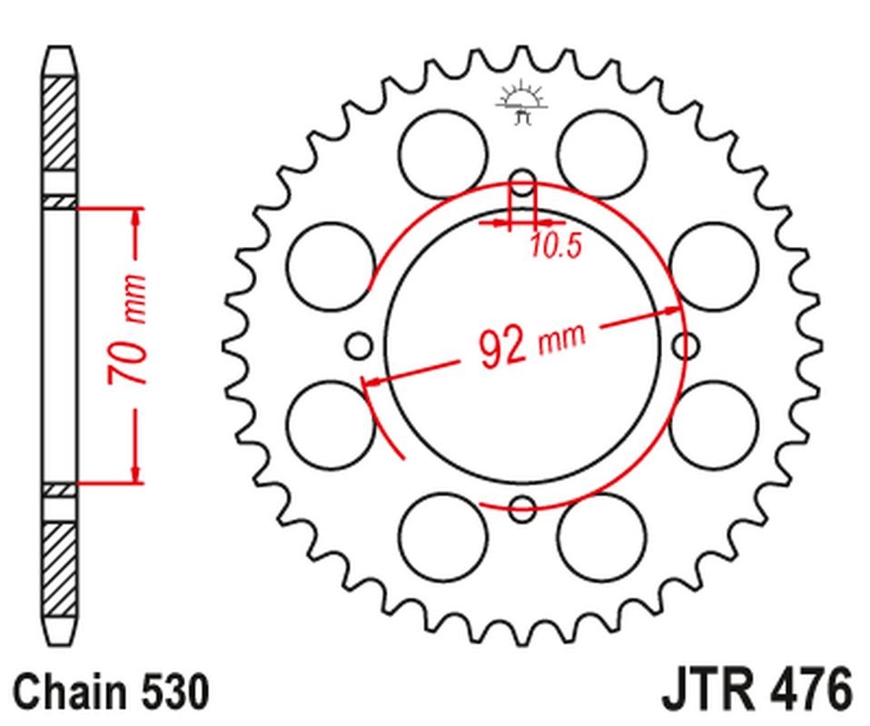 Zębatka tylna Kawasaki GPZ 250, Z 250/400/440/500/550 (41, ŁAŃC. 530) JT | JTR476.41