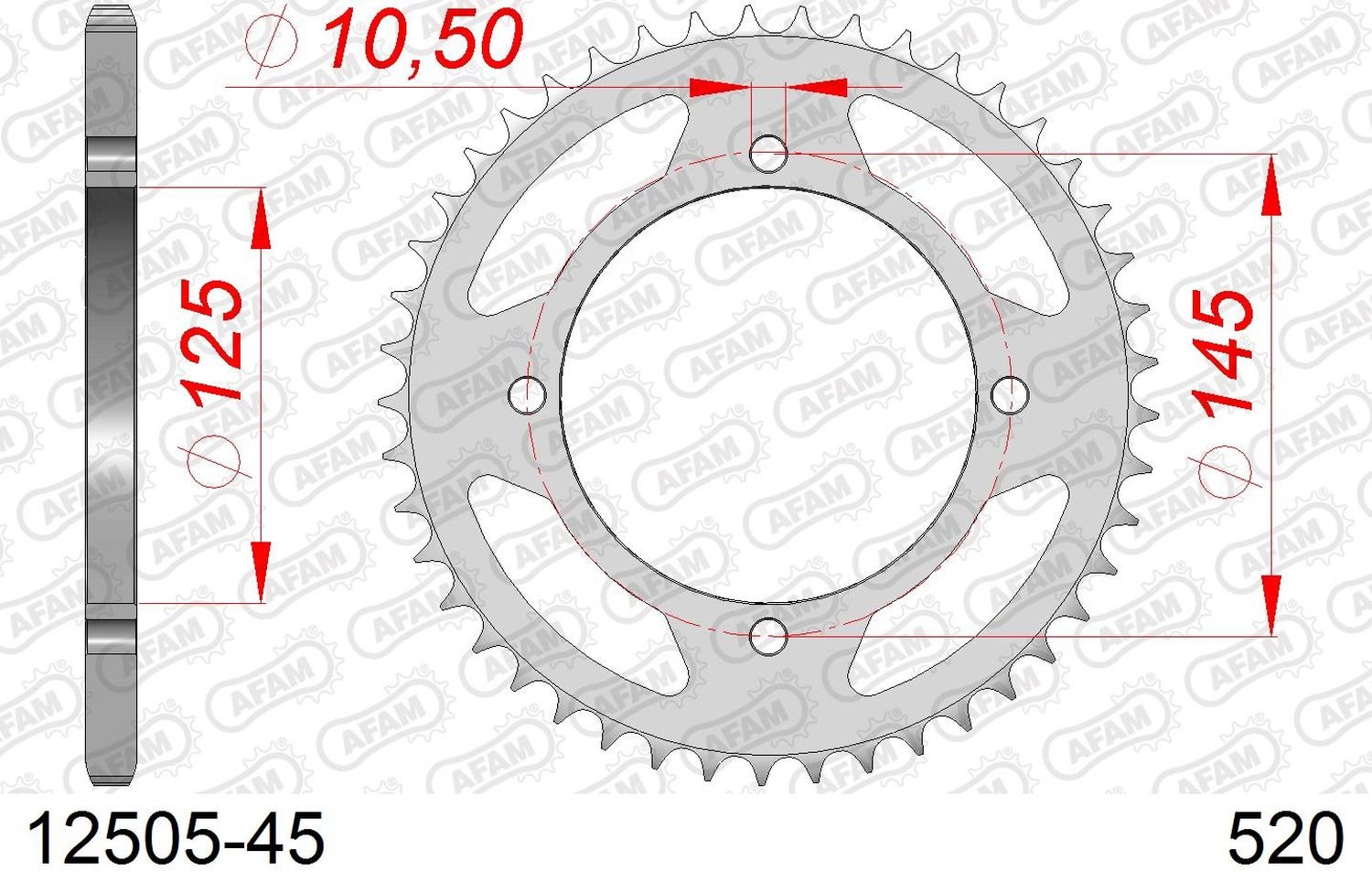 Zębatka tylna 45 Yamaha XT 600E, XT 660Z Tenere ŁAŃC. 520 AFAM | 12505-45