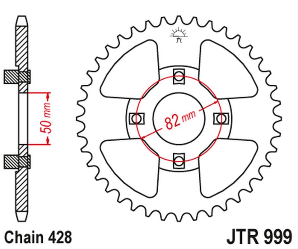 Zębatka tylna Honda XR 100 (42, ŁAŃC. 428) JT | JTR999.42