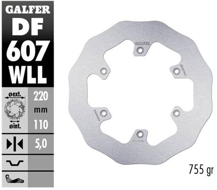 Tarcza hamulcowa tył KTM SX/EXC/LC4, Husaberg, Husqvarna, Gas Gas WAVE (220x110x5mm) ENDURO MUD SIX DAYS Galfer | DF607WLL