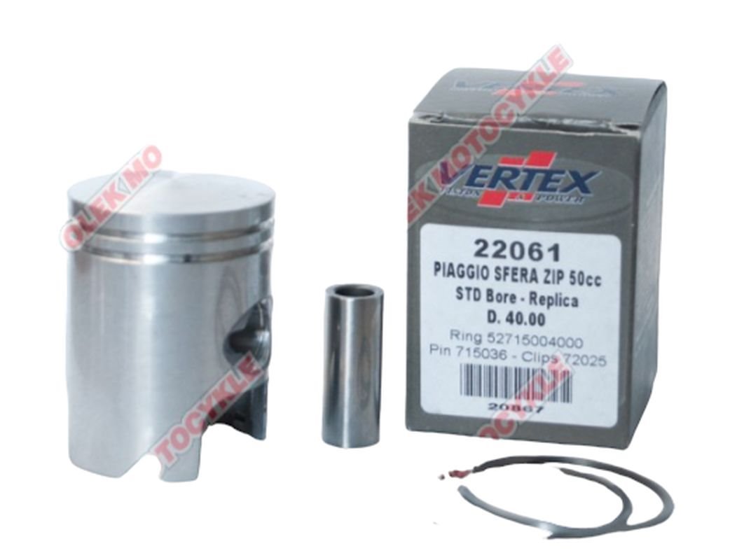 Tłok Piaggio Sfera/Zip/Quarz/Free (40,40mm +0,40) Vertex | 22061040