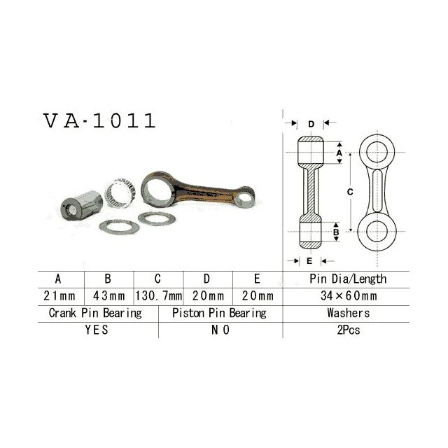 Korbowód Honda ATC 350X, TRX 350, sworzeń 21mm VESRAH | VA-1011