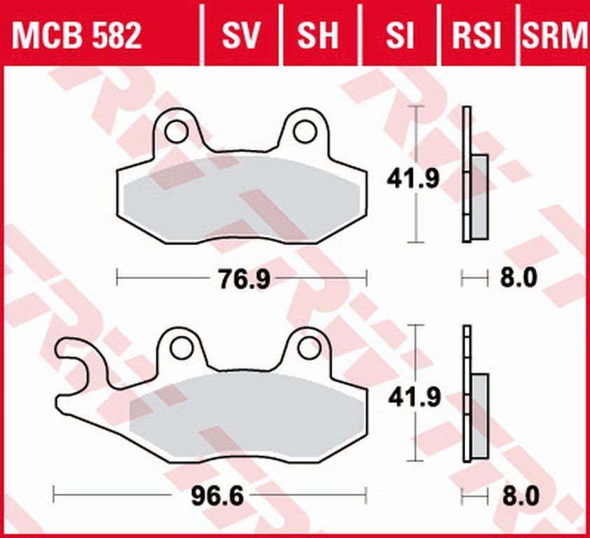 Klocki hamulcowe KH135 KH214 Sinter Street ZF Aprilia SX 125, Honda NSR 150, Kawasaki KLX 125, KDX 250, KLX 250, KLF 300, Yamaha WR 125, TT 350, XTZ 750 przód/tył TRW | MCB582SH