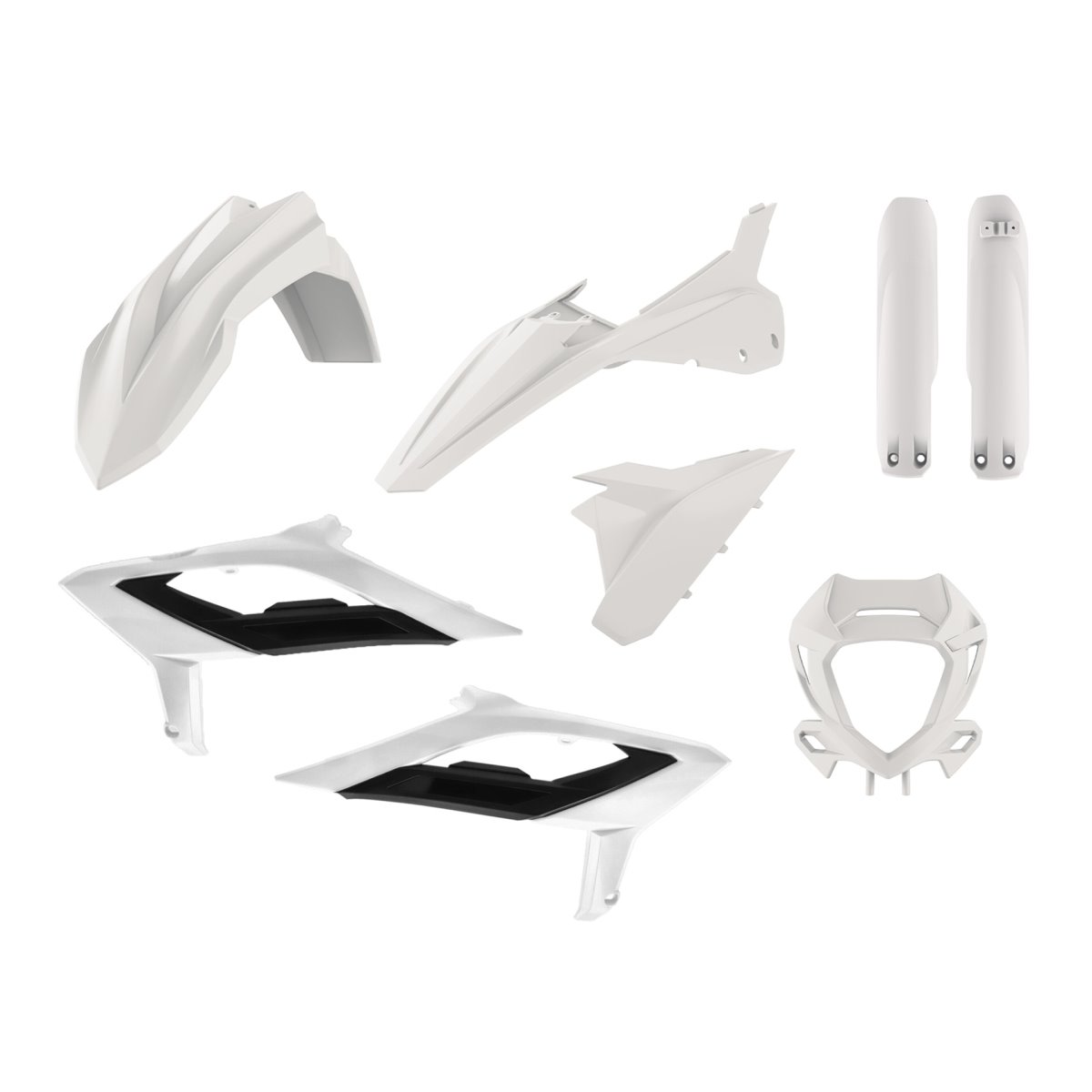 Komplet plastików (FULL KIT) z osłoną lampy i osłonami amortyzatorów Beta RR 2T/4T Biały Polisport | 91316