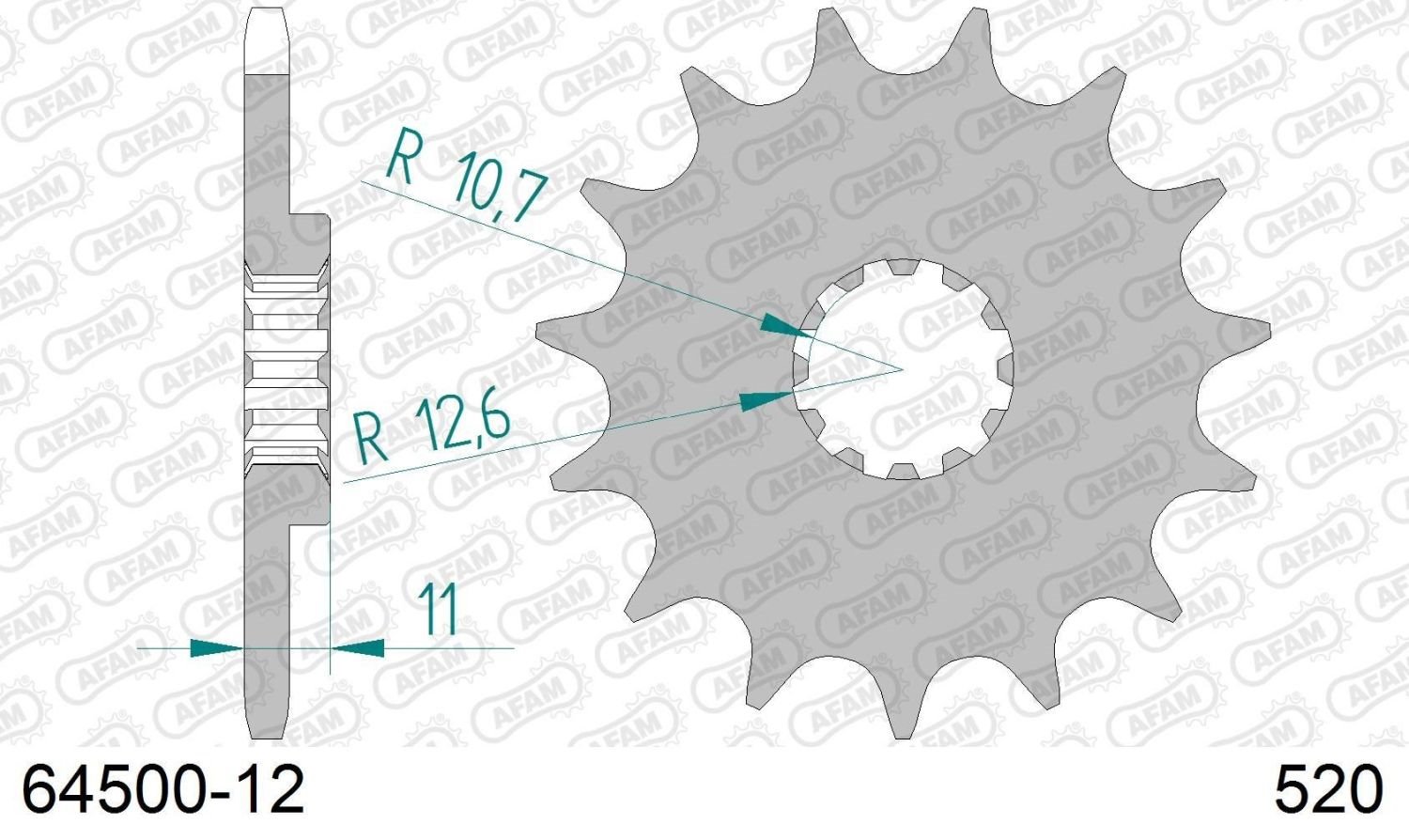 Zębatka przednia 12 Z Husqvarna CR/WR/TC/TE 125/250/300/310/410 / 510/610 ŁAŃC. 520 AFAM | 64500-12