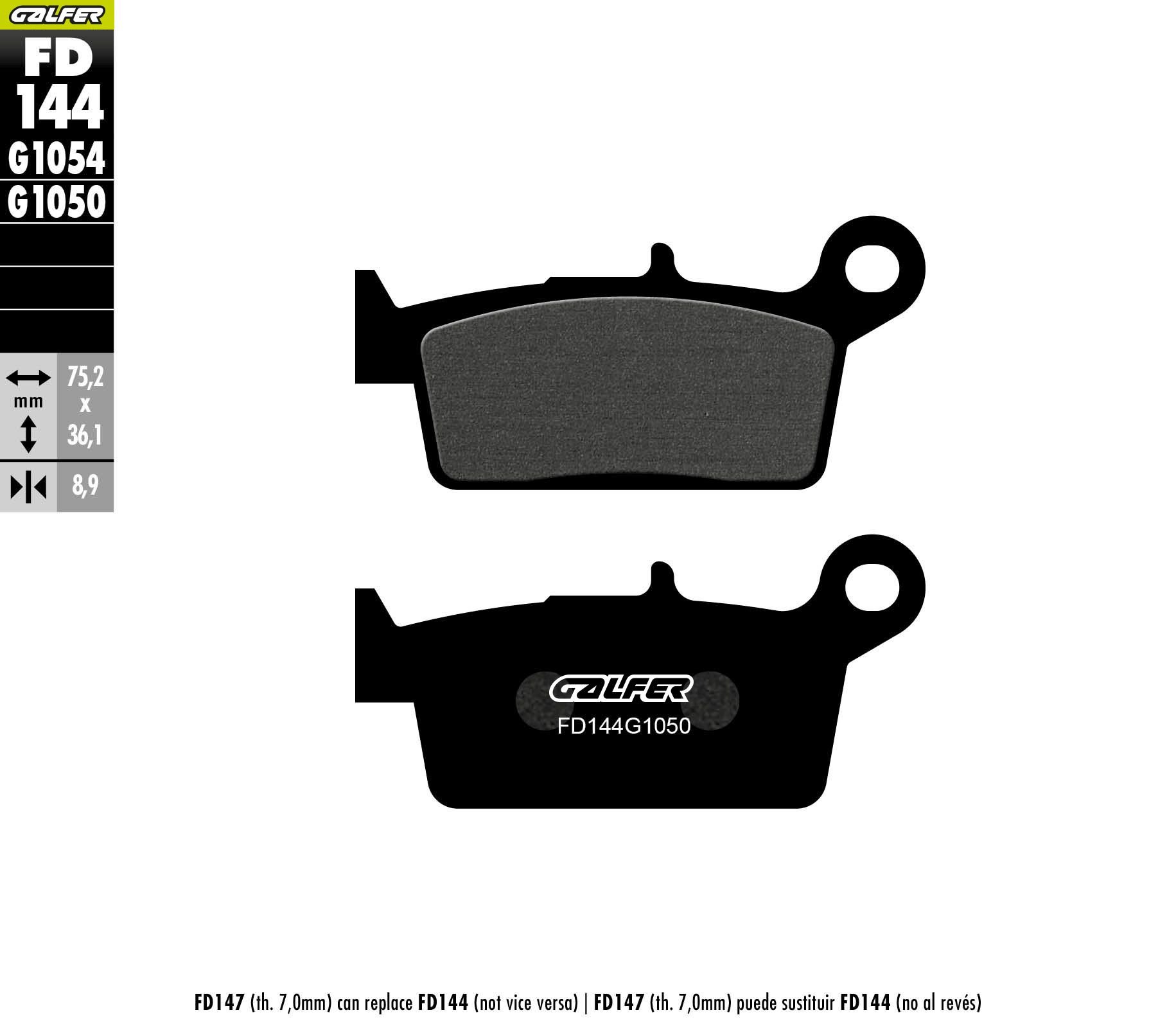 Klocki hamulcowe KH131 półmetaliczne Scooter (grubość 8,9mm) Galfer | FD144G1050