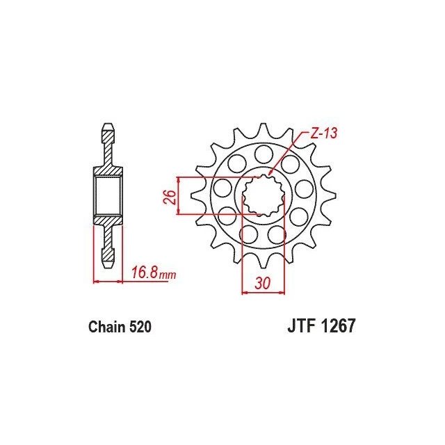 Zębatka przednia Honda CB 750 Hornet/XL 750 Transalp 16 zębów (ŁAŃC. 520) JT | JTF1267.16RB