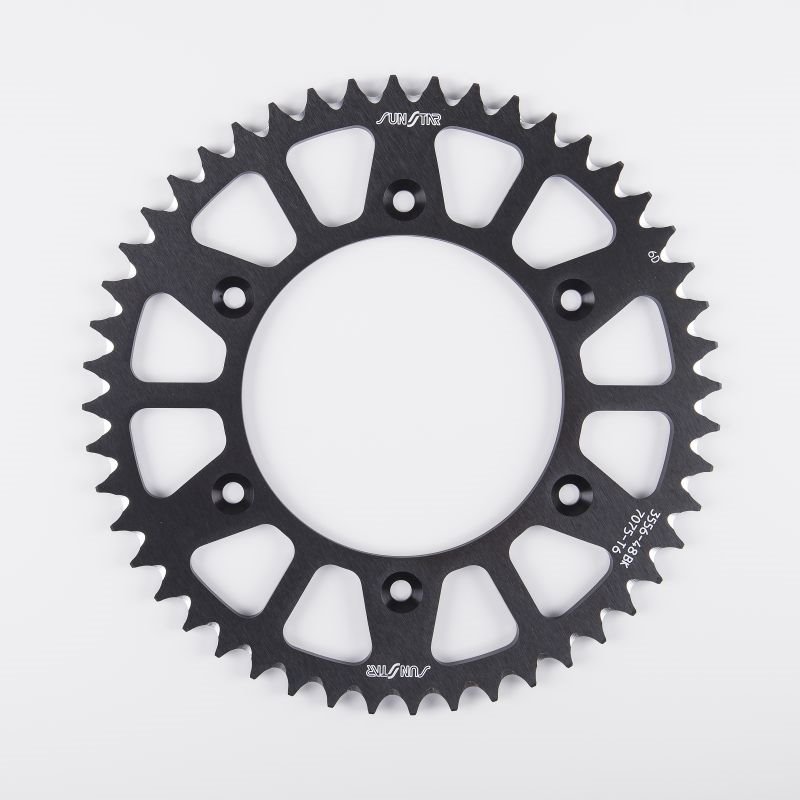 Zębatka tylna aluminiowa ERGAL (289, 49 zębów) Honda CR 125R, Beta RR 2T Enduro 250 ŁAŃC. 520 KOLOR CZARNY Sunstar | SUN5-3556-49BK