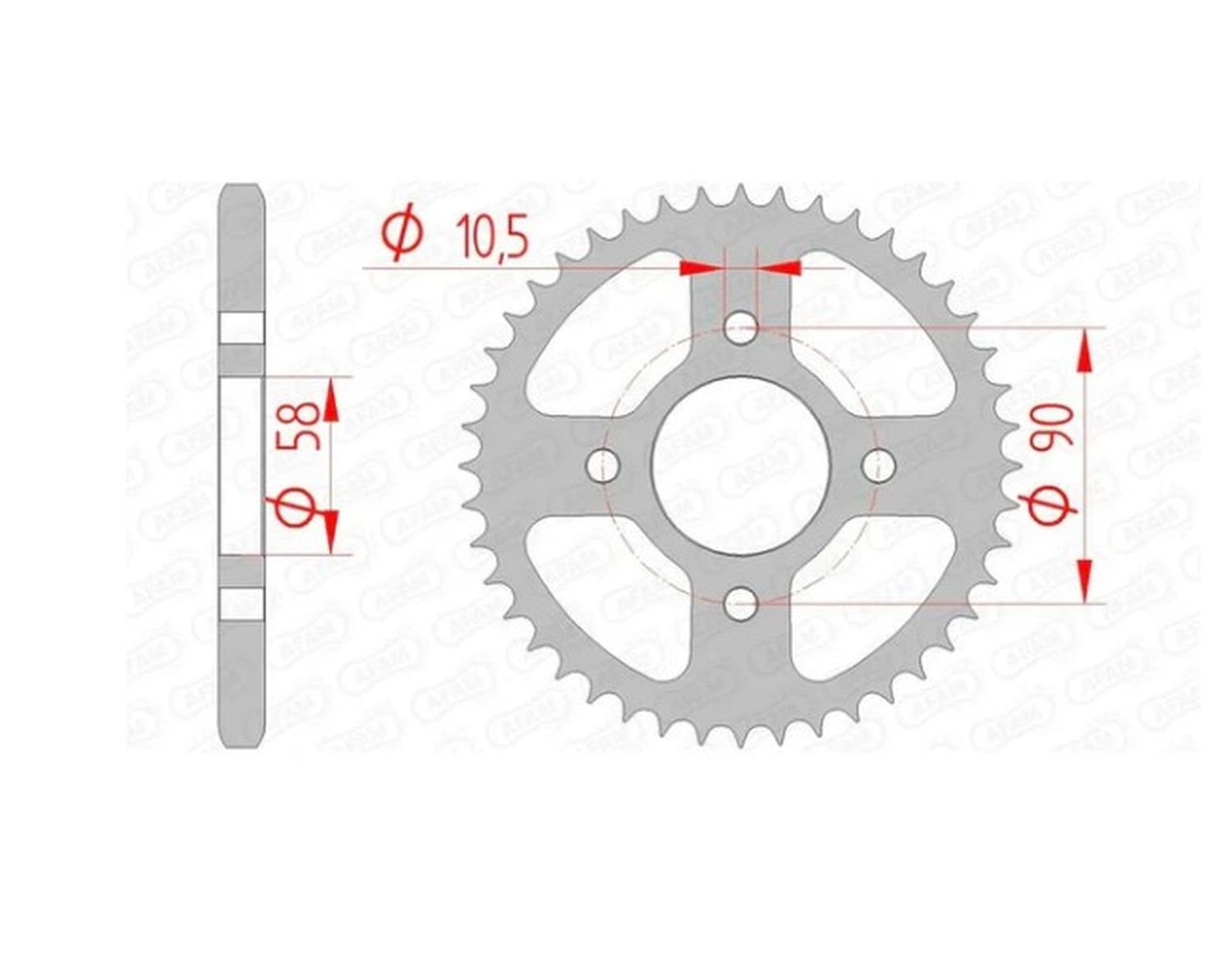 Zębatka tylna Honda CBR 125, CB 125F (GLR125) 45 zębów (Łańcuch 428) (Otwór na śrubę 10,5mm) AFAM | 10236-45