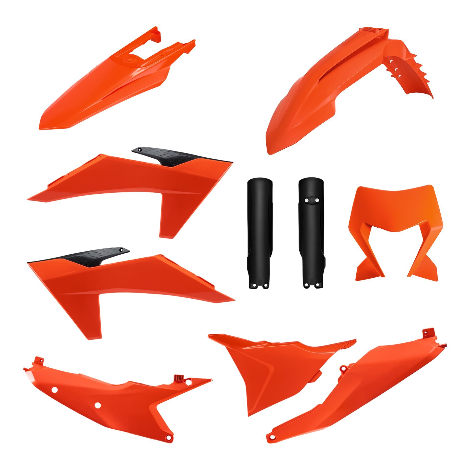 Komplet plastików FULL KIT KTM EXC/EXC-F/XC-W/XC-WF TBI Pomarańczowy Czarny OEM Polisport | 91633