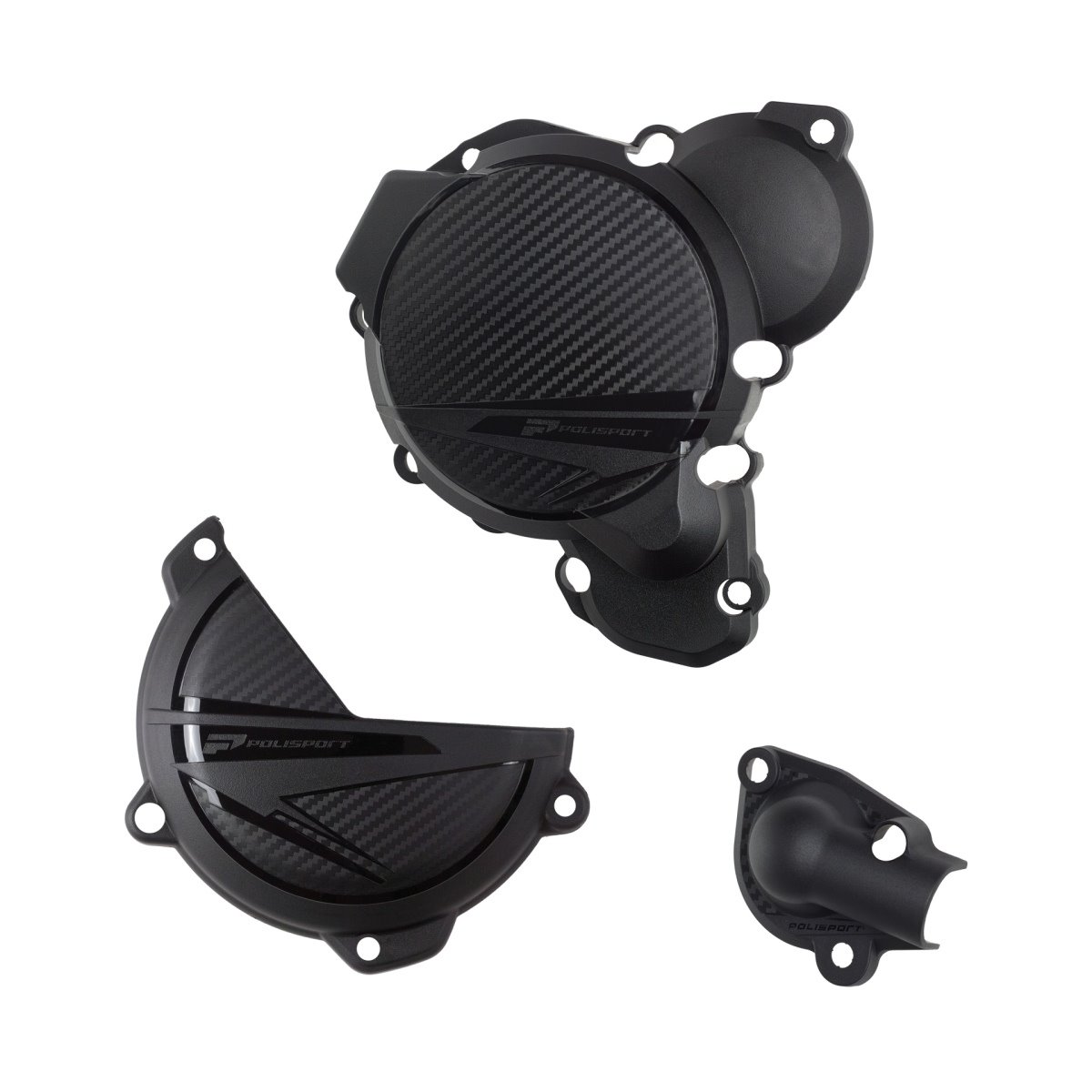 Zestaw osłon pokrywy alternatora, sprzęgła i pompy wody KTM EXC/XC-W 250/300 czarny Polisport | 91375