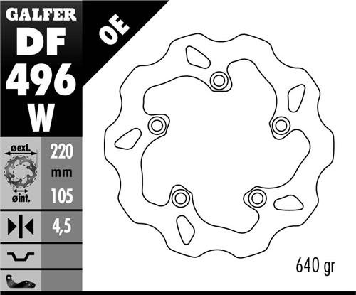 Tarcza hamulcowa tył Yamaha R6, R1 (220x105x4,5) WAVE (NG903) GALFER | DF496W