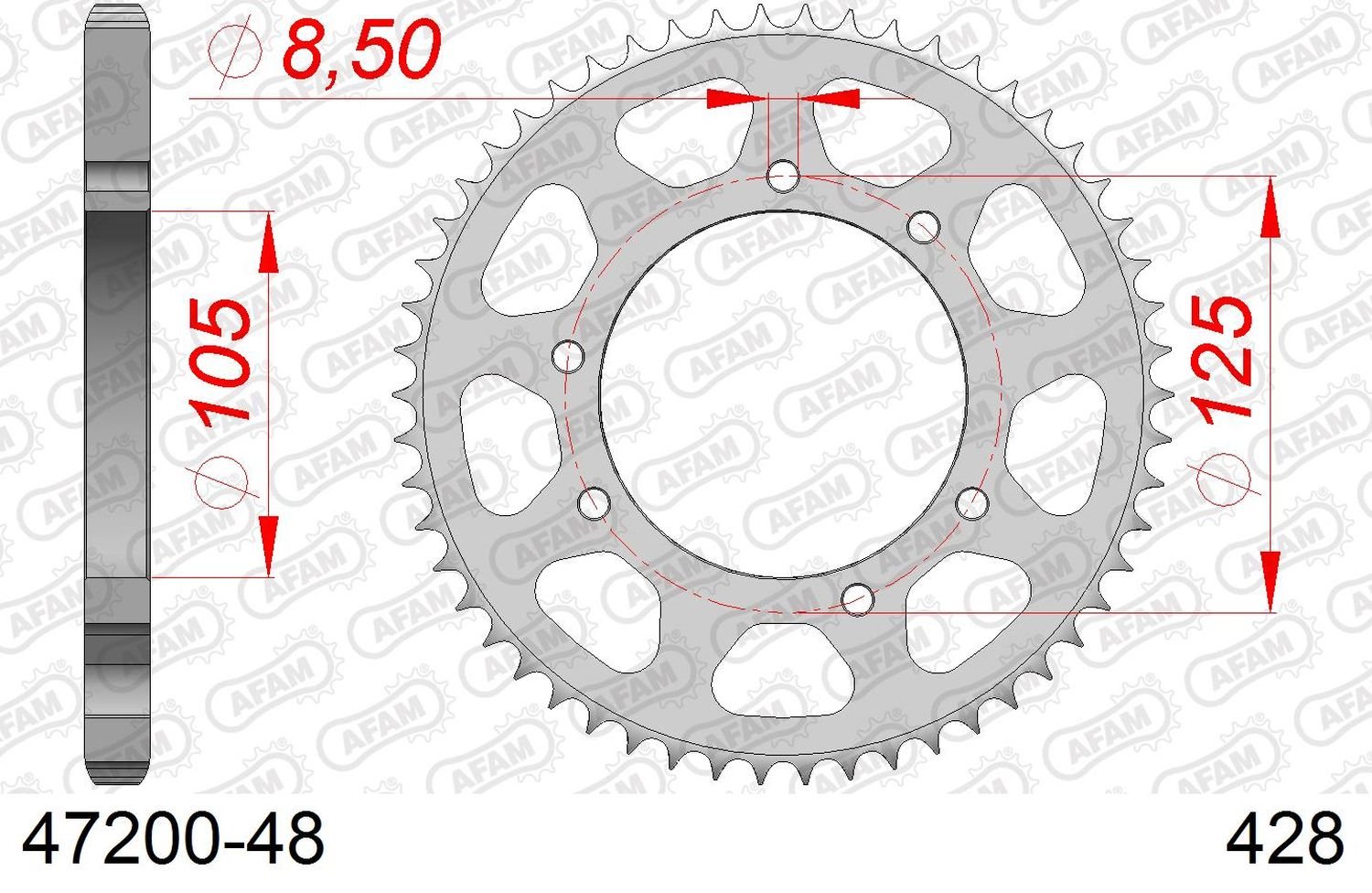 Zębatka tylna Yamaha XT 125X/SM 48 (ŁAŃC. 428) AFAM | 47200-48