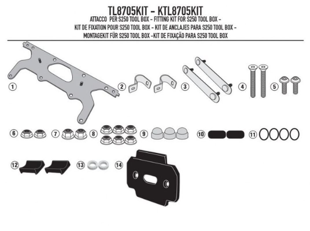 Mocowanie skrzynki narzędziowej Kappa KS250 do stelaża KLR6413, KL8703, KL8705, KLR4125 | KTL8705KIT