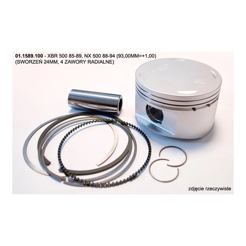 Tłok Honda XBR 500, NX 500 93,00mm (+1,00mm) Sworzeń 24mm, 4 zawory radialne ProX | 01.1589.100