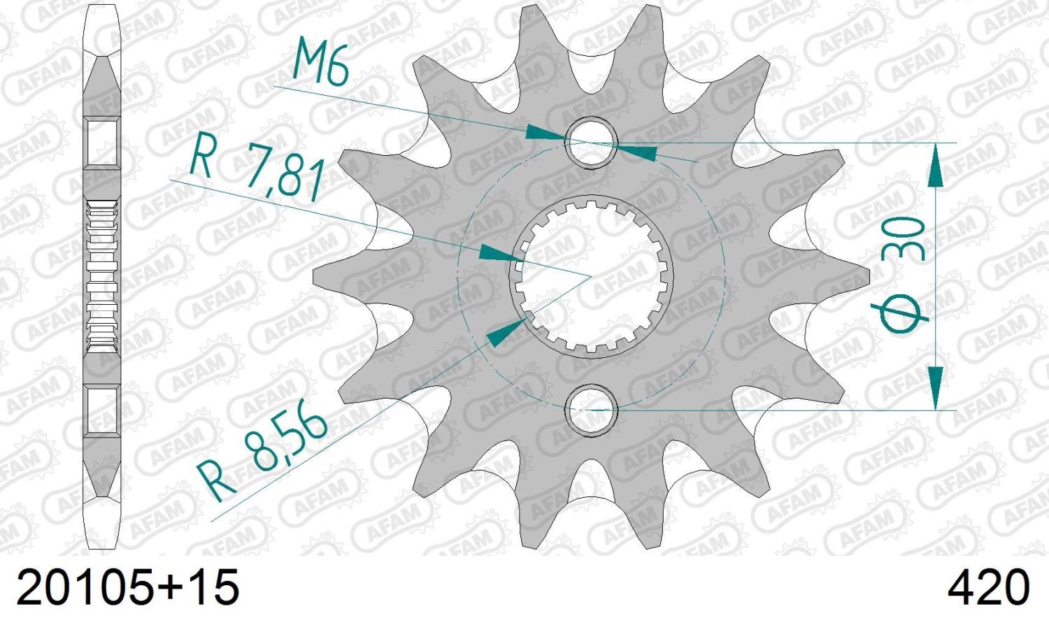 Zębatka przednia 332 15 Honda CR 80/85 Łańcuch 420 AFAM | 20105-15