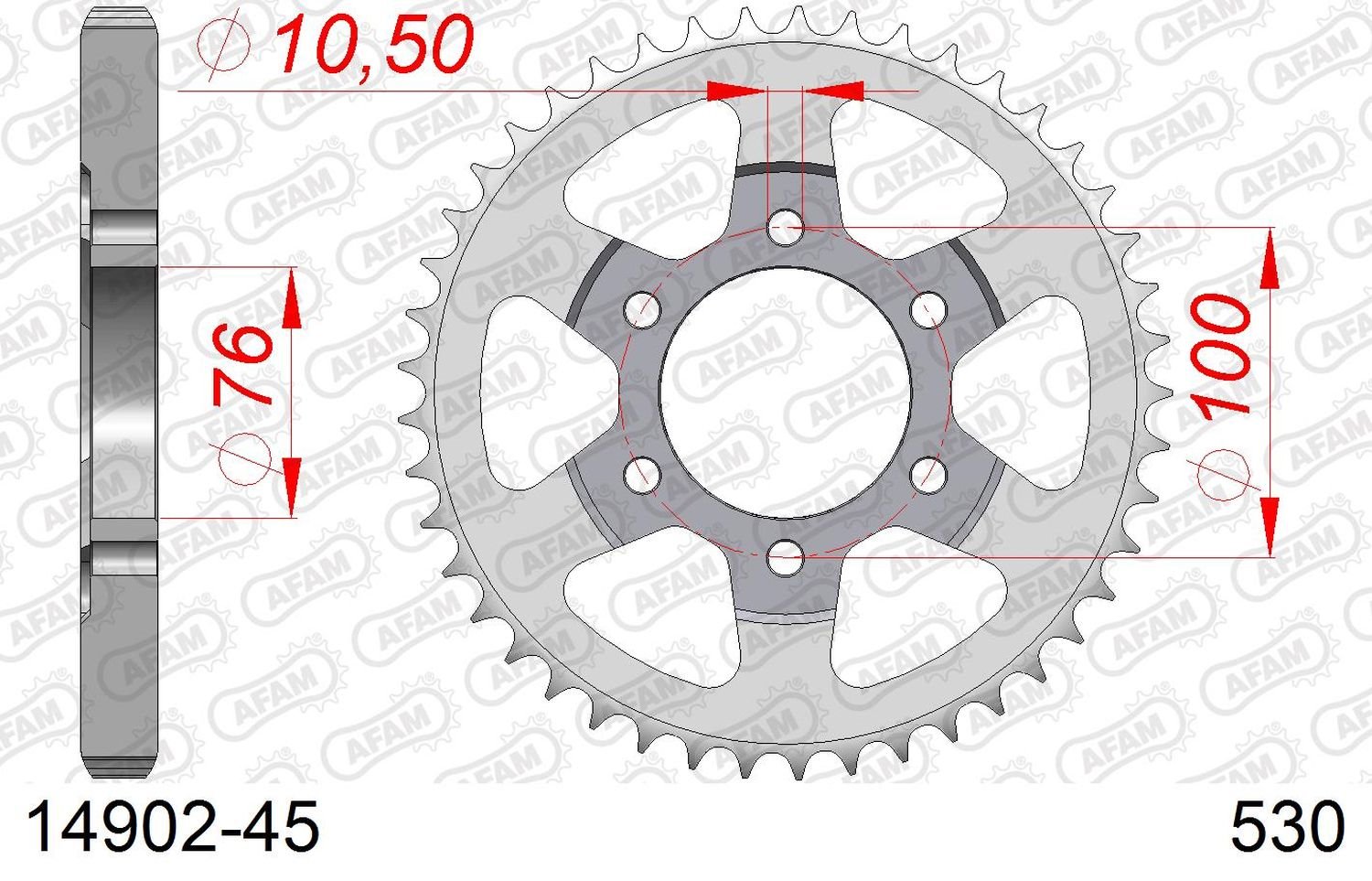 Zębatka tylna 45 Suzuki GSXR 1100, GSXR 750 ŁAŃC. 530 AFAM | 14902-45