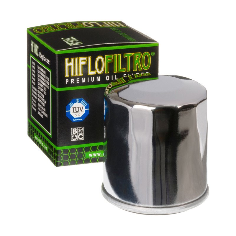 Filtr oleju HF303 chrom Honda/Kawasaki / Yamaha HifloFiltro | HF303C