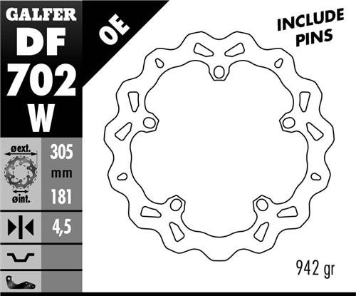 Tarcza hamulcowa przód BMW R 850/1100/1150/1200 (305x181x4,8) (NG1044) WAVE GALFER | DF702W