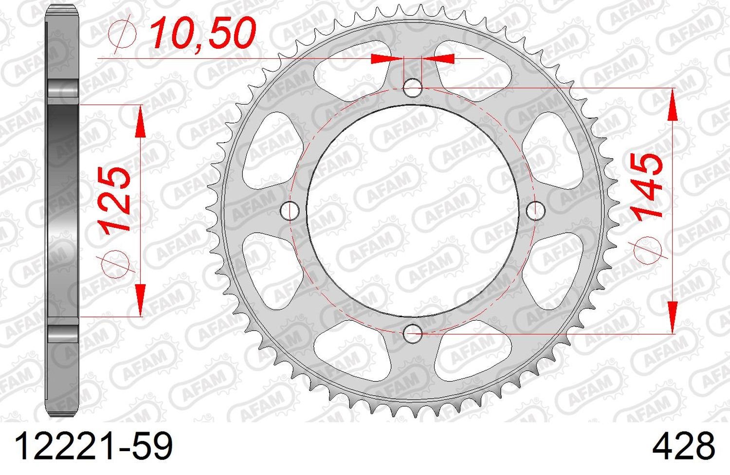 Zębatka tylna 59 Yamaha XVS 125 Drag Star, XVS 250 Drag Star ŁAŃC. 428 AFAM | 12221-59