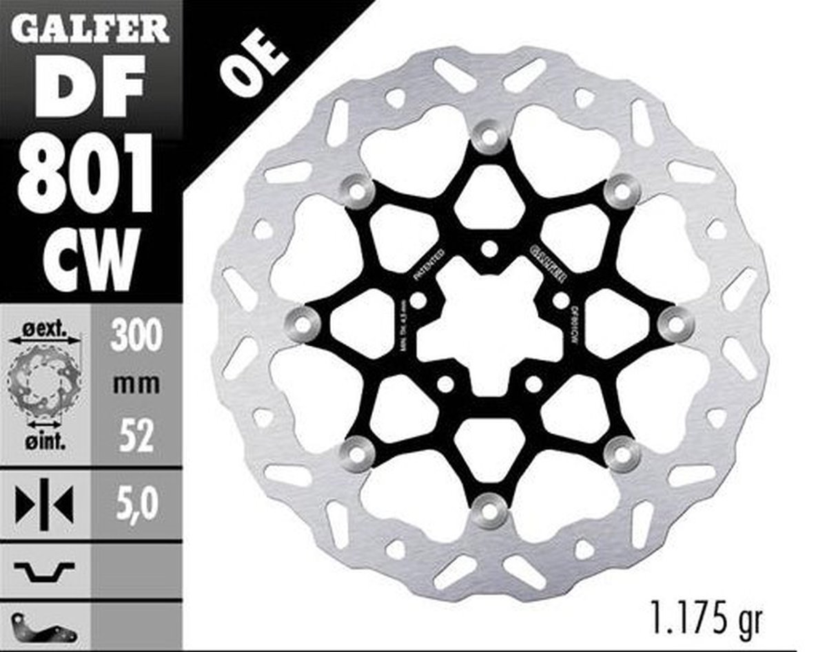 GALFER TARCZA HAMULCOWA PRZÓD KTM 790 DUKE 2018-2023; 890 DUKE 2021-2022 (WAVE FLOATING) (300X52X5MM) | DF801CW