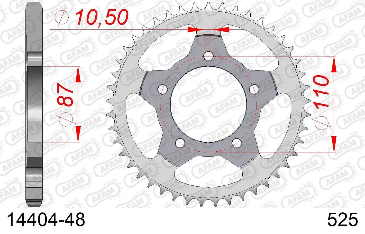 Zębatka tylna 48 Suzuki GSF 650 Bandit, GSX 650F ŁAŃC. 525 AFAM | 14404-48