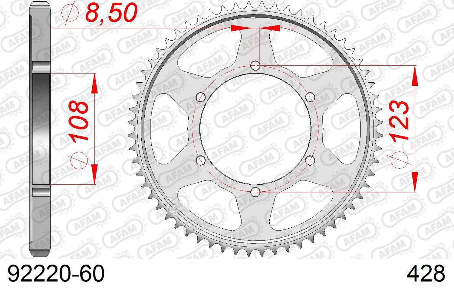Zębatka tylna Aprilia 125 RS4, Tuono 125 60 (ŁAŃC. 428) AFAM | 92220-60
