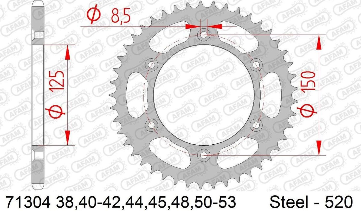 Zębatka tylna 38 Z KTM 620 Duke, 625 SMC, 640 LC4, 660 SMC, Husaberg FS570 ŁAŃC. 520 AFAM | 71304-38