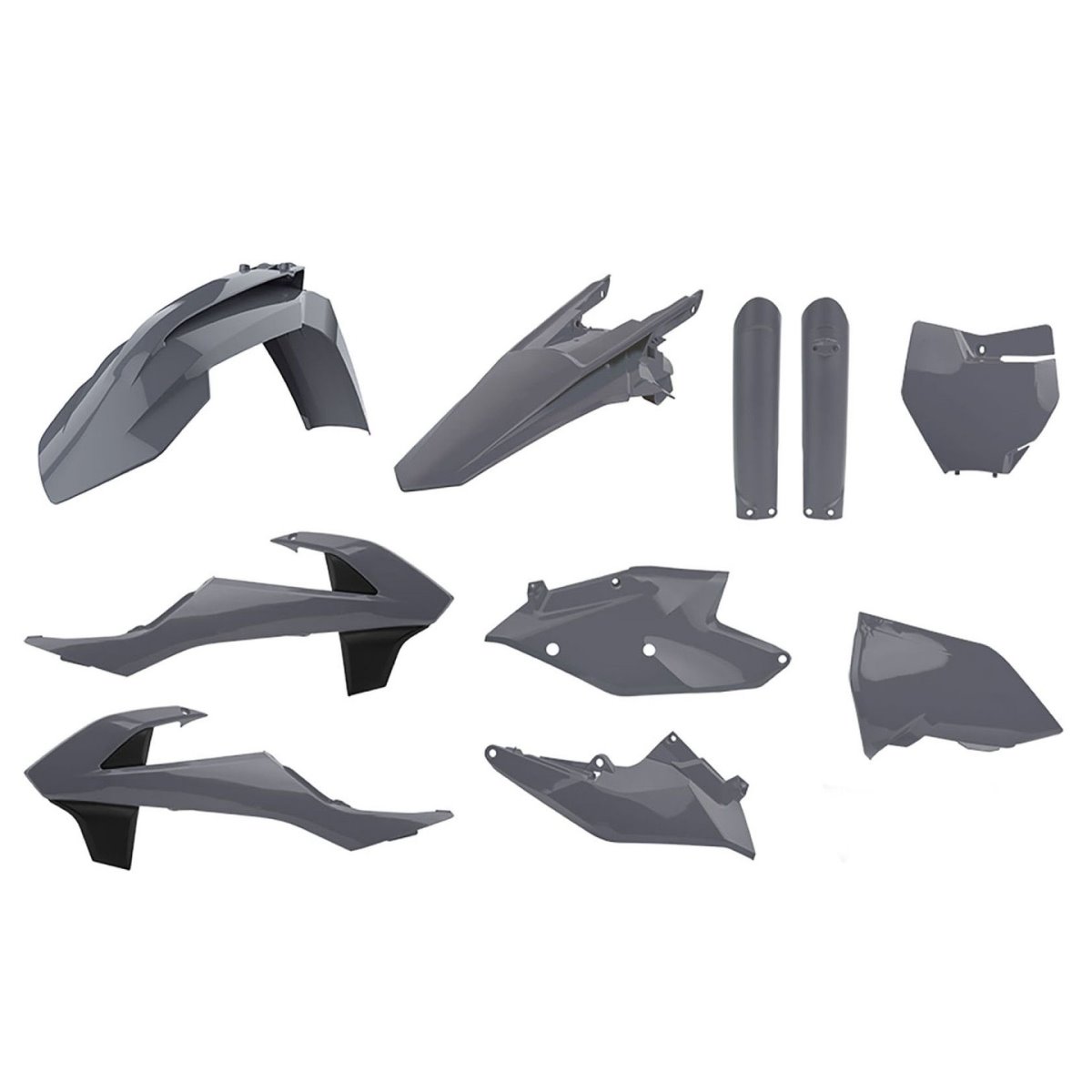 Komplet plastików KTM SX/SX-F z tablicą przednią i osłonami amortyzatorów Szary Nardo Grey Polisport | 90825