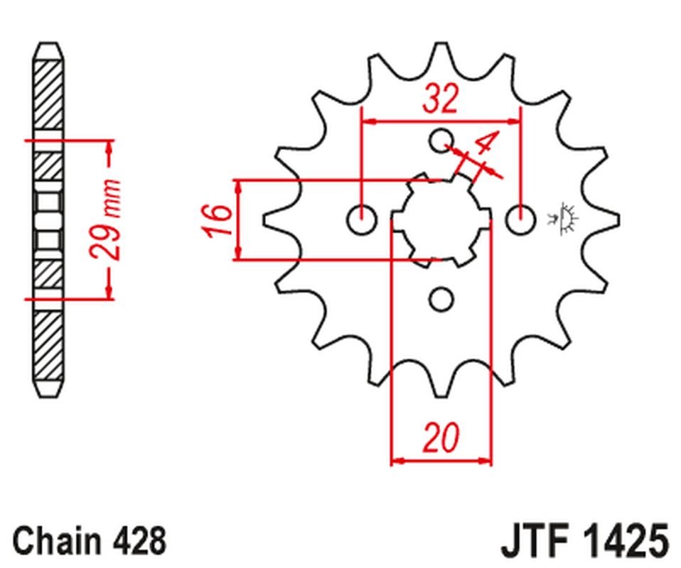 Zębatka przednia Suzuki GSXR 125, RG 80, GSX 125S 13 ŁAŃC. 428 | JTF1425.13