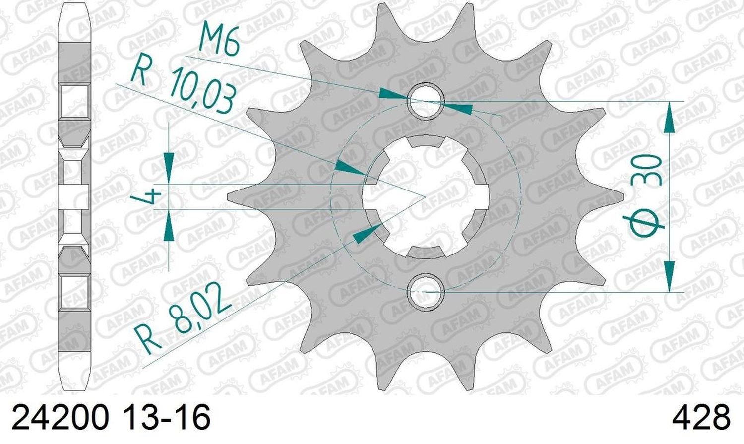 Zębatka przednia Kawasaki KMX 125, KDX 125 15 zębów (Łańcuch 428) AFAM | 24200-15