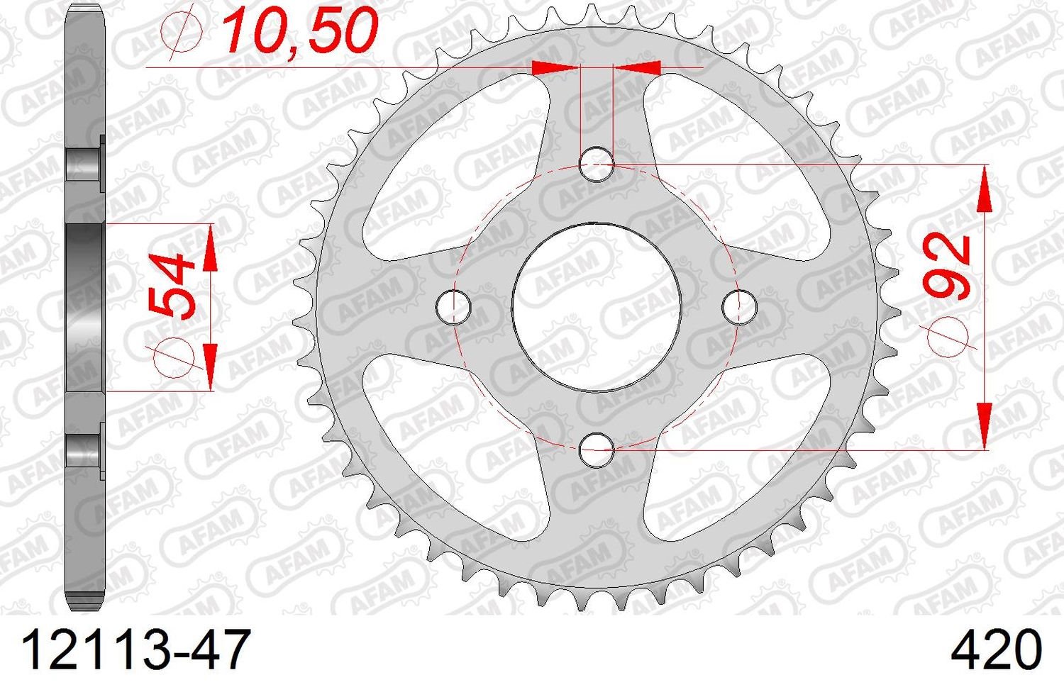 Zębatka tylna 47 Yamaha TZR 50/X-POWER, MBK X-POWER 50 ŁAŃC. 420 AFAM | 12113-47
