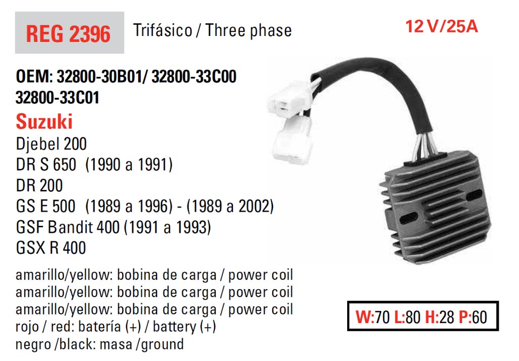 Dze Regulator Napięcia Suzuki GSF 400 Bandit, GS 500E, DR 650S (ESR170) | 2396-01