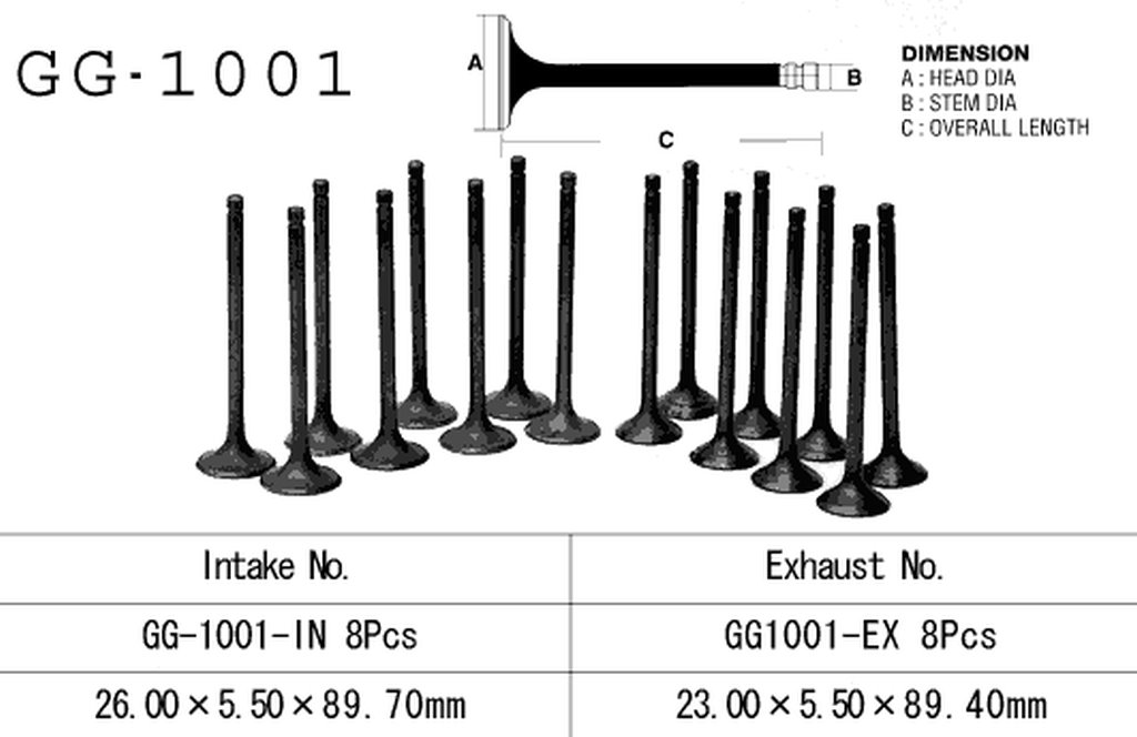 Zawór ssący Honda VF 750F, VF 750C, VF 750S (26,0X5,50X89,7MM) Vesrah | GG-1001-IN