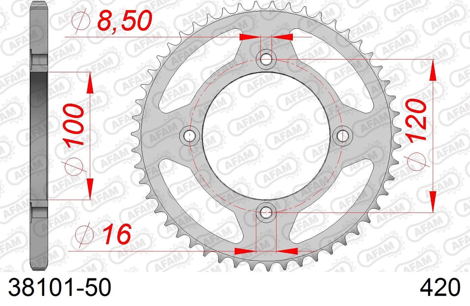 Zębatka tylna Beta 50 RR Enduro/Enduro Racing/Enduro Sport 50 (ŁAŃC. 420) AFAM | 38101-50