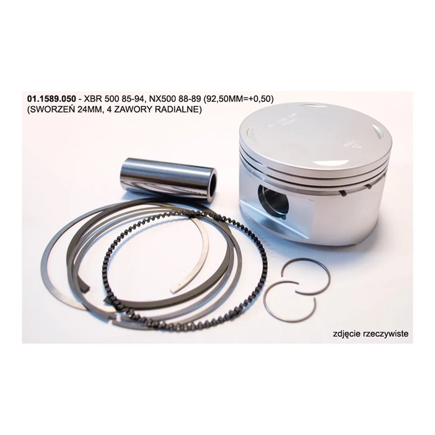Tłok Honda XBR 500, NX 500 92,50mm (+0,50mm) Sworzeń 24mm, 4 zawory radialne ProX | 01.1589.050
