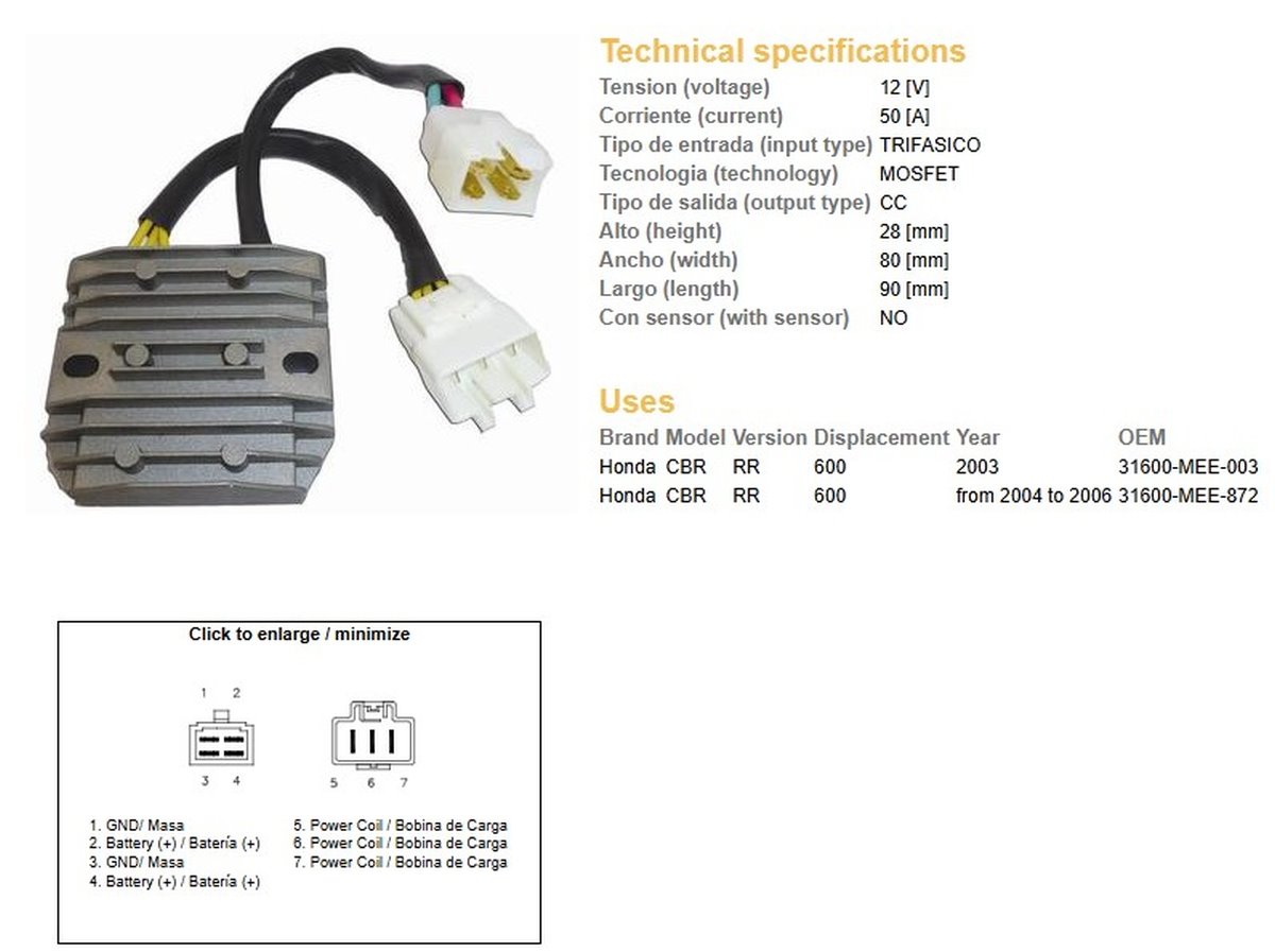 Dze Regulator Napięcia Honda CBR 600RR (50A) (ESR430) (ESR436) | 2414-01