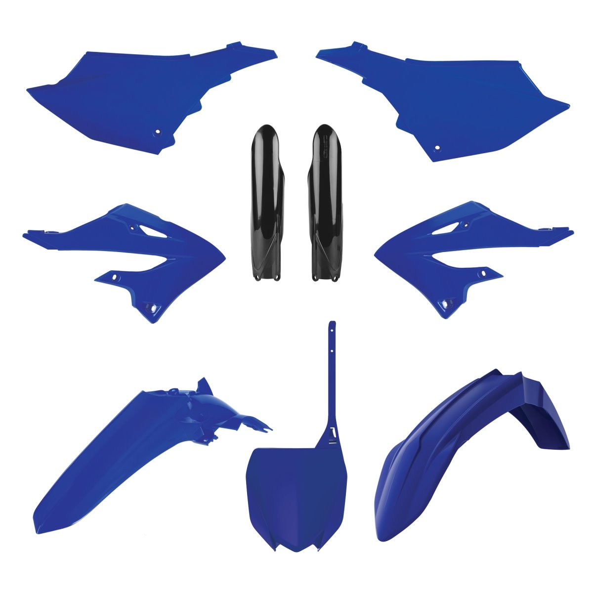 Komplet plastików (FULL KIT) z tablicą przednią i osłonami amortyzatorów Yamaha YZ 125/250 Niebieski OEM Polisport | 91127