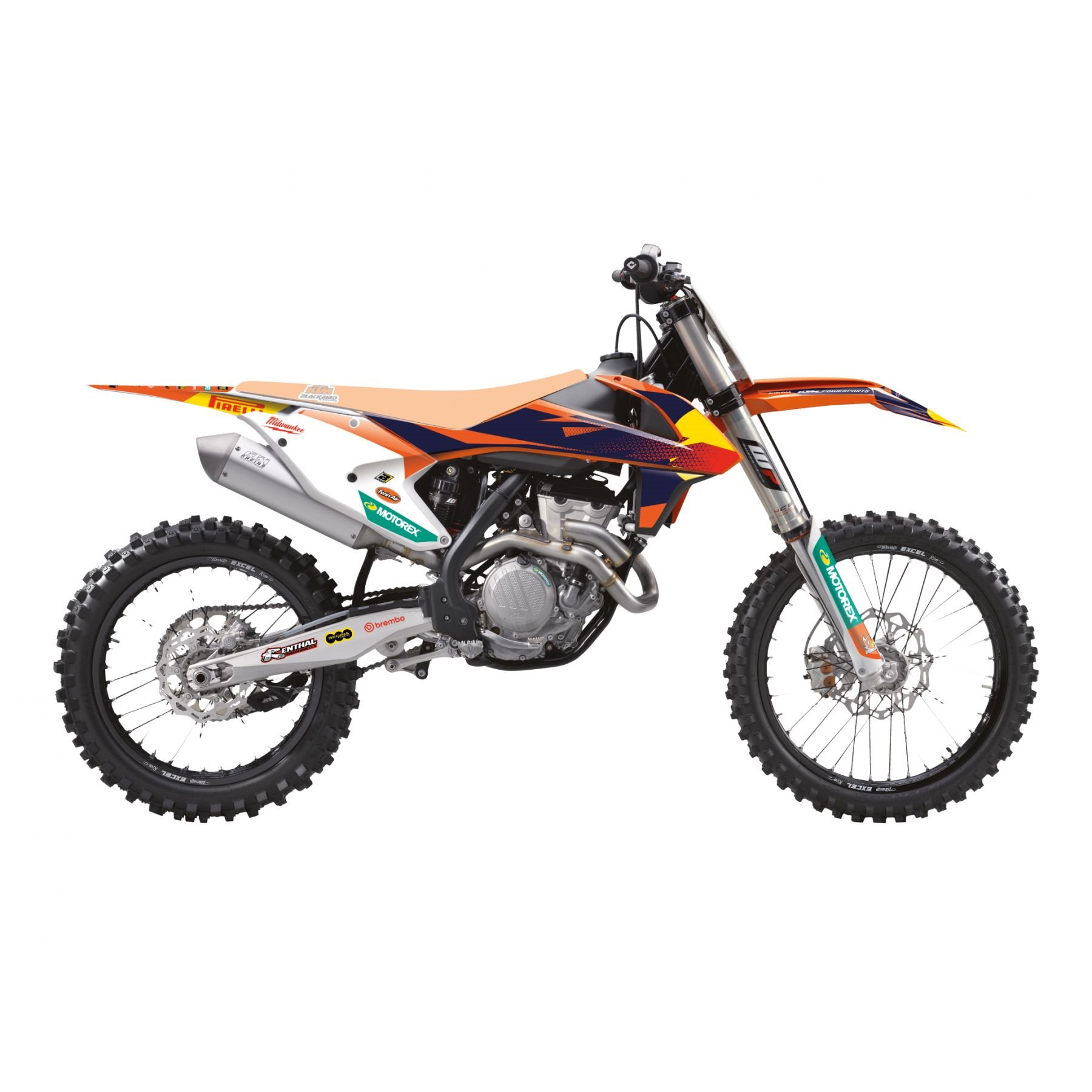 komplet naklejek (oklein) KTM SX/SX-F, EXC/EXC-F REPLICA KTM FACTORY MXGP pomarańczowy czarny Blackbird | E2541R23