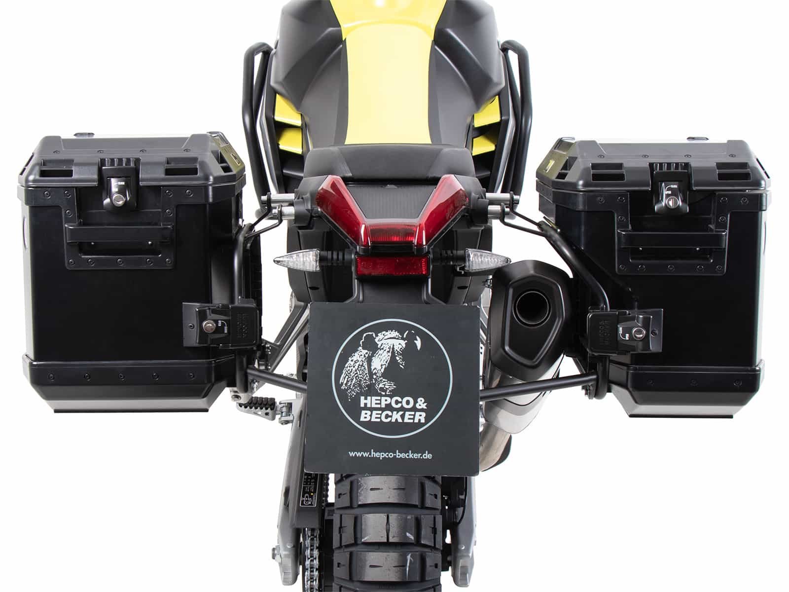 Stelaż kufrów bocznych Cutout + kufry Xplorer Aprilia Tuareg 660 Rally 2025-2026 Hepco Becker | 6517687 00 01-01-40