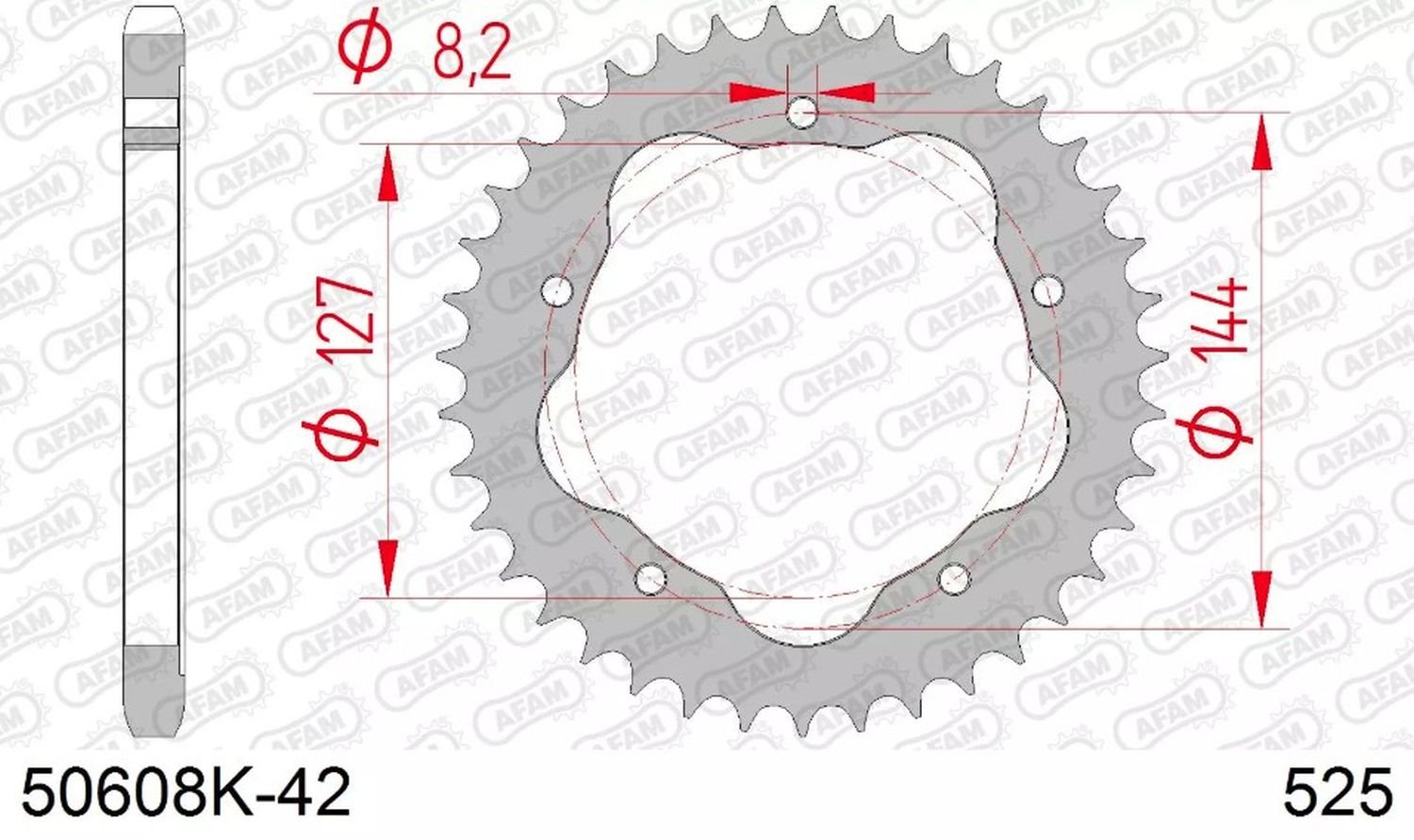 Zębatka tylna Ducati 848/916/996/1000 / 1100 43 zębów (Łańcuch 525) AFAM | 50608K-43