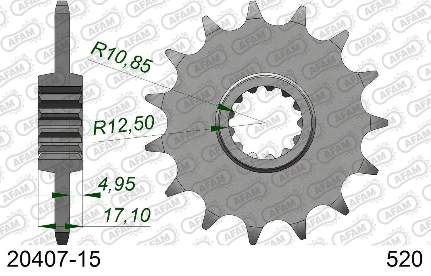 Zębatka przednia 2042 15 z gumą Honda CB 500F/X, CBR 500R Łańcuch 520 AFAM | 20407NR-15