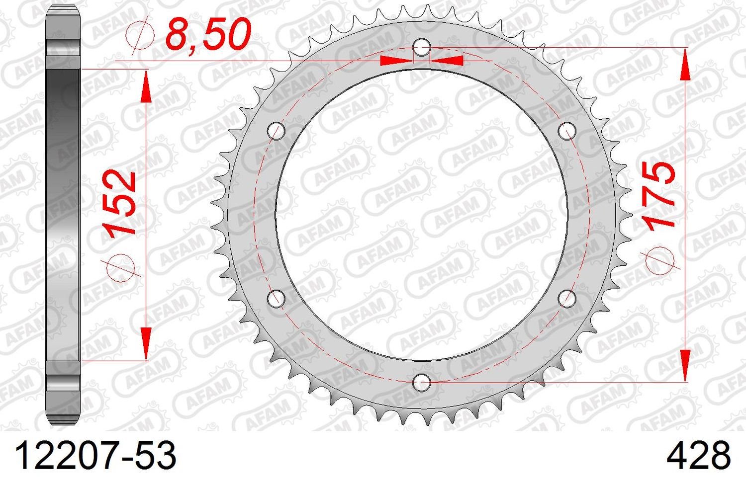 Zębatka tylna 53 Yamaha DT 125R/RE ŁAŃC. 428 AFAM | 12207-53