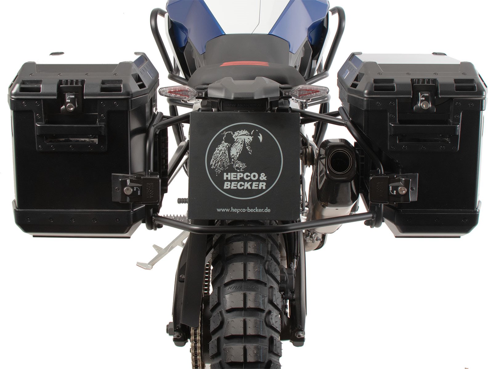 Stelaż kufrów bocznych Cutout + kufry Xplorer BMW F 900 GS 2024-2026 Hepco & Becker | 6516534 00 01-01-40
