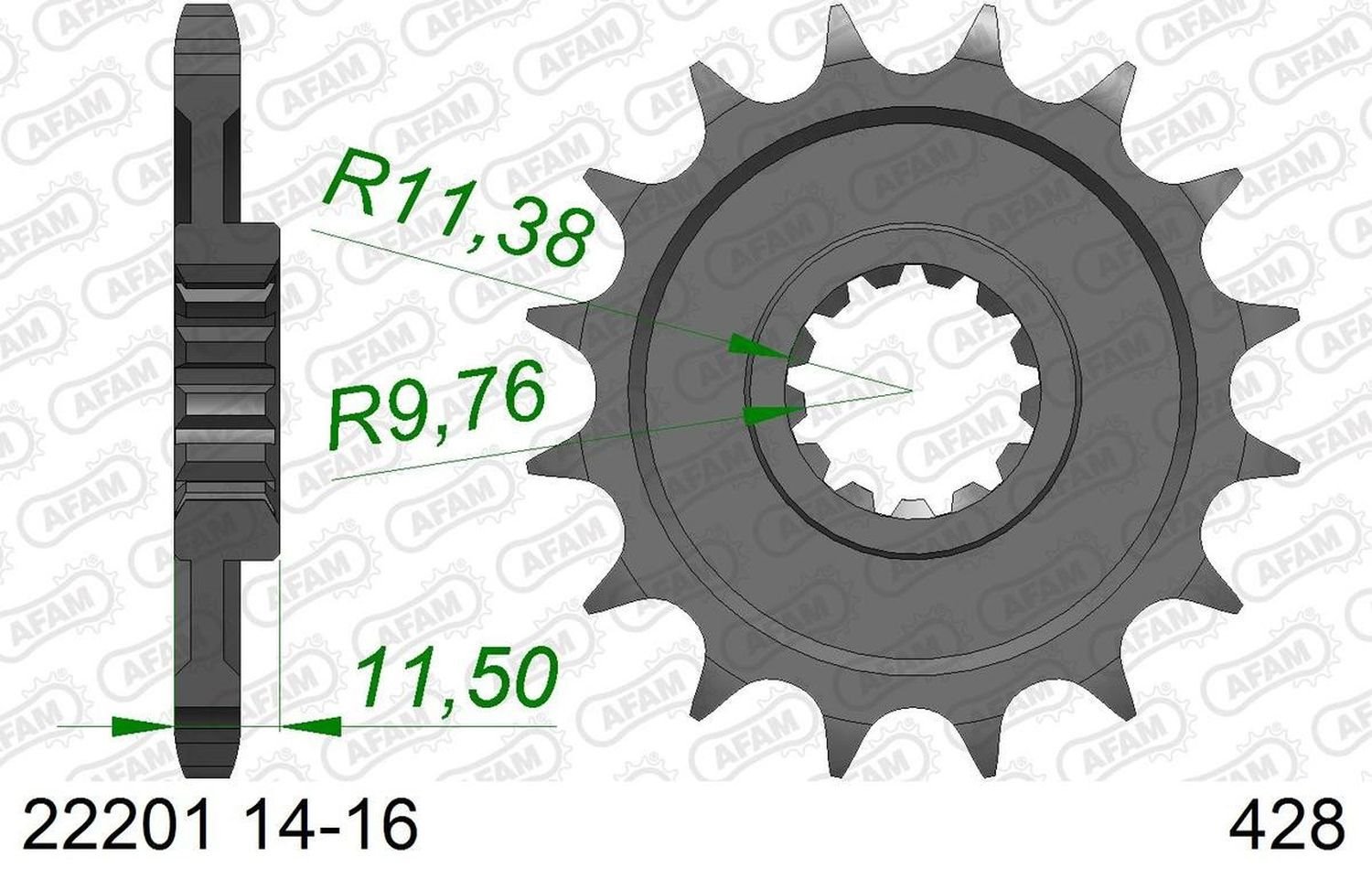 Zębatka przednia Suzuki DR 125 15 zębów (Łańcuch 428) AFAM | 22201-15