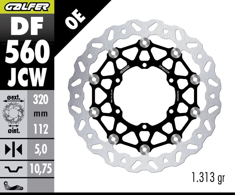 Tarcza hamulcowa Benelli TRK 502, TRK 702 (przód) (320x1112x5) (Wave Floating) Galfer | DF560JCW