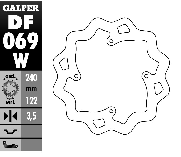 Tarcza hamulcowa tył Honda CR 125R/250R, CR 500, CRF 250R/450R WAVE (240x122x4mm) GALFER | DF069W