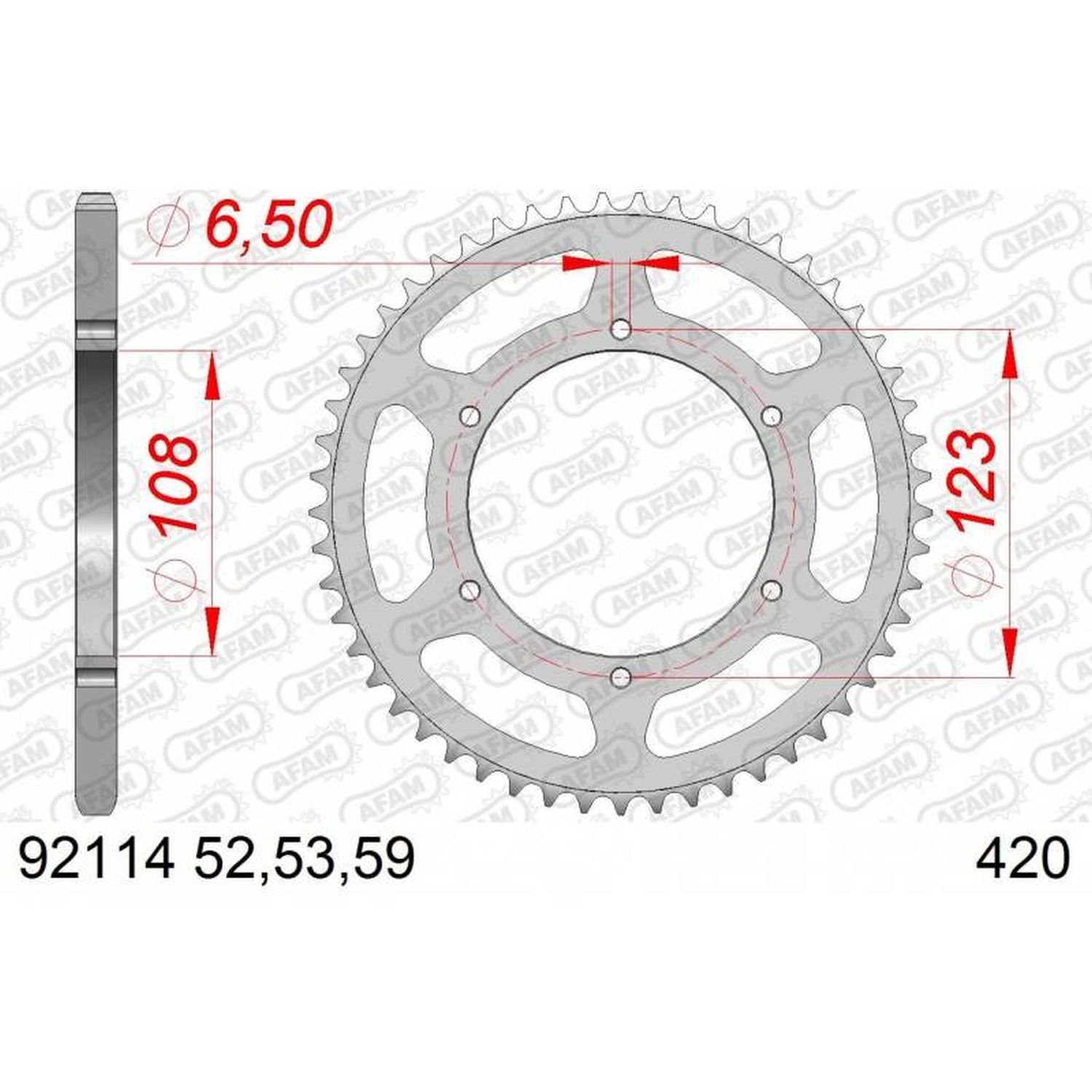 Zębatka tylna 59 Z Aprilia SX 50 ŁAŃC. 420 AFAM | 92114-59